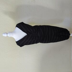 Studio M Black and Gray Knit Cowl Neck Cap Sleeve Ruched Dress Size Large
